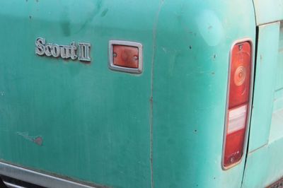 74 Scout before three quarters rear left detail Scout II logo badge